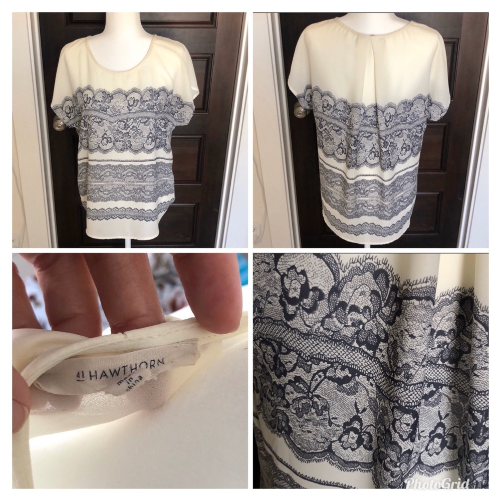 41 Hawthorne faux lace blouse. Lightweight